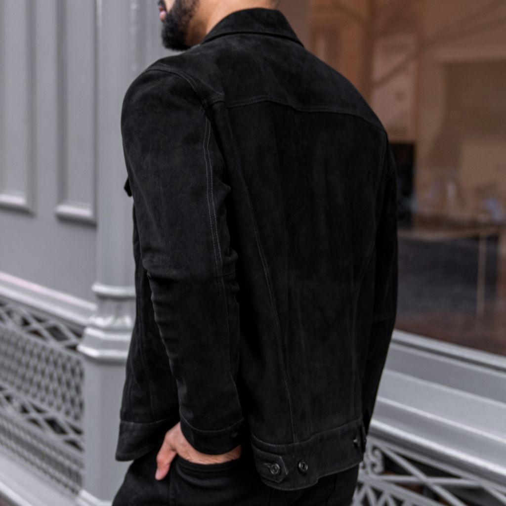 Suede Trucker Jacket | Black - Image 2