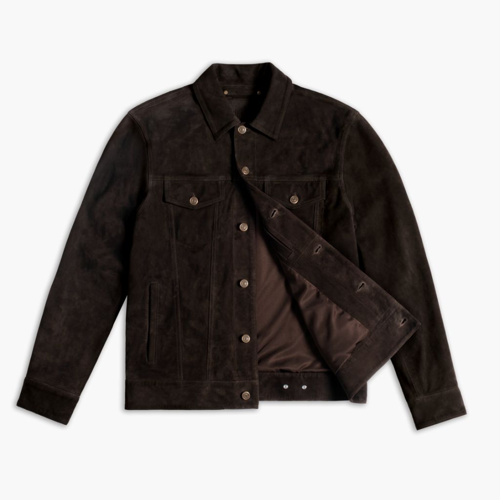 Suede Trucker Jacket | Chocolate - Image 5