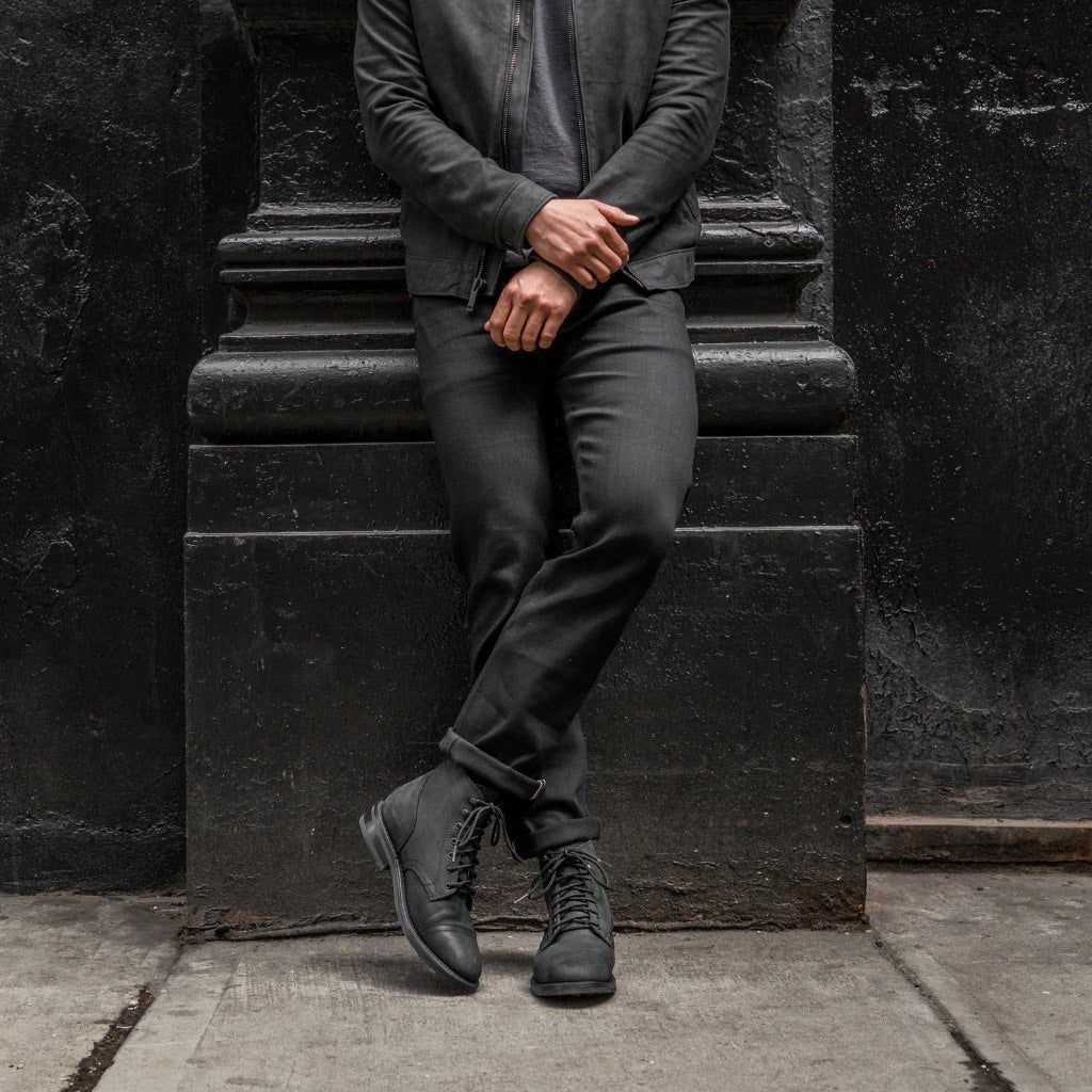 UB Stretch Selvedge Tapered Jeans | Black - Image 8