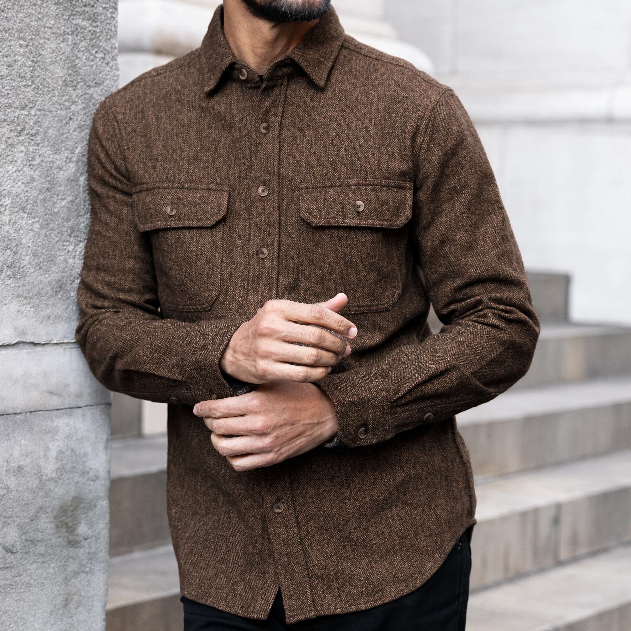 Summit Flannel Shirt | Brown Herringbone - Image 6